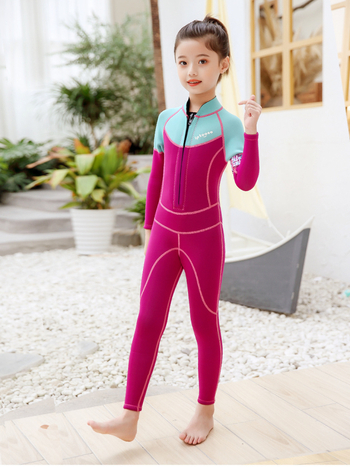 Vaikų 2 mm neopreno vientisas kombinezonas su ilgomis rankovėmis, unisex, plaukimo ir vandens pramogoms