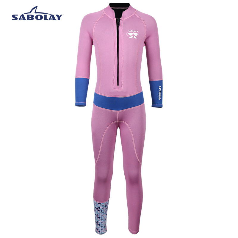 Vaikų 2 mm neopreno vientisas kombinezonas su ilgomis rankovėmis, unisex, plaukimo ir vandens pramogoms