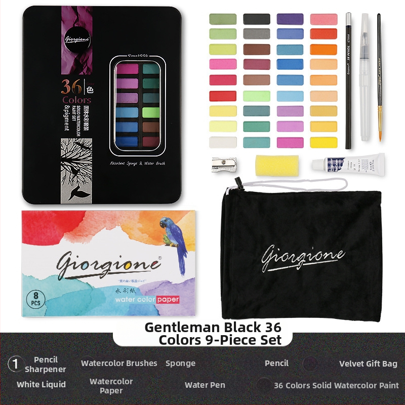 Giorgione pevný set akvarelov, 9 kusov, na maľovanie vodovými farbami