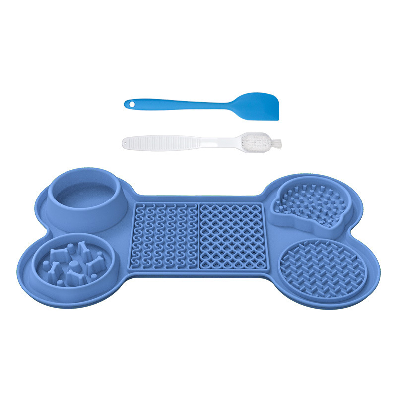 Silicone dzīvnieku ēdiena šķīvis ar lizēšanas paklājiņu un sūkšanas vāciņu – lēns barošana, daudzfunkcionāls