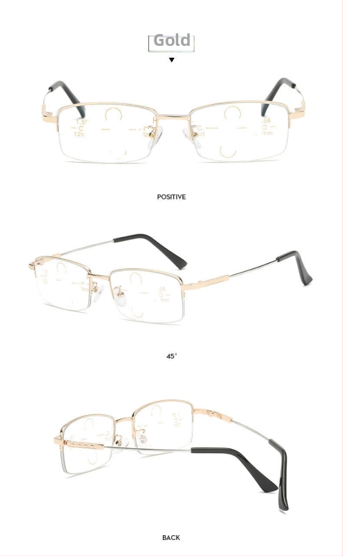 Progresseeruvad multifokalsed lugemisprillid anti-sinine valgus filtriga, raamita titaniumsulamaga, kaug- ja lähinägemiseks