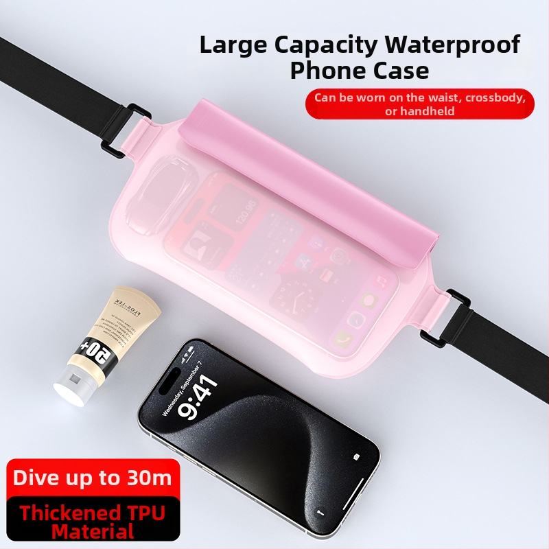 Veekindel vöörihma kott ujumiseks ja vabaajategevusteks — TPU materjal, 0,8 l maht, veekindel kangas