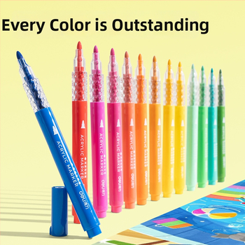 Deli HM390 apvalios formos akriliniai markeriai, bazinis įpakavimas, sulankstoma dėžutė