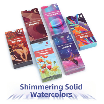 Sada tuhých akvarelových farieb v kovovom puzdre s perleťovým leskom, prenášateľná pre študentov a profesionálnych maliarov