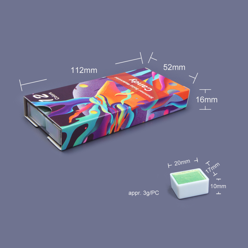 Sada tuhých akvarelových farieb v kovovom puzdre s perleťovým leskom, prenášateľná pre študentov a profesionálnych maliarov