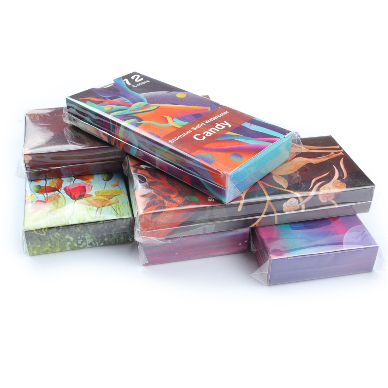 Sada tuhých akvarelových farieb v kovovom puzdre s perleťovým leskom, prenášateľná pre študentov a profesionálnych maliarov