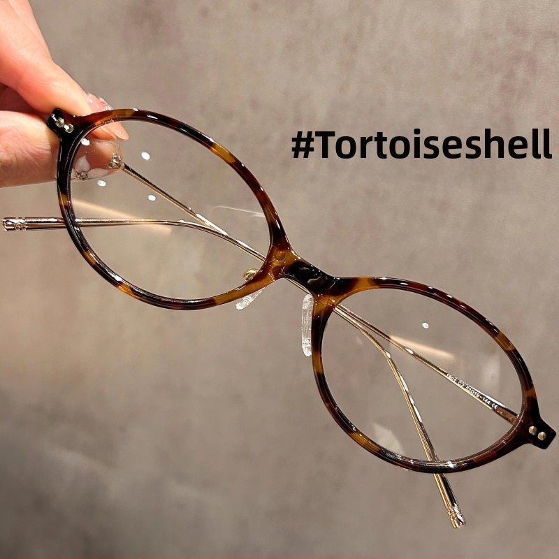 Nerd stiliaus ovalios formos akiniai, plastikinis rėmelis, dengtos lęšiai, modelis 1801, reguliuojamas rėmas