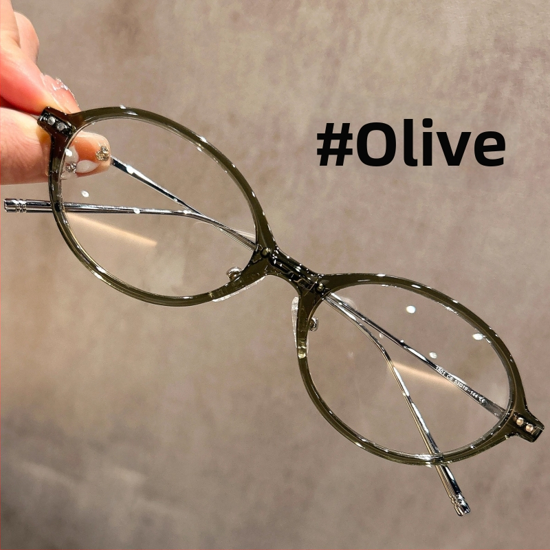 Nerd stiliaus ovalios formos akiniai, plastikinis rėmelis, dengtos lęšiai, modelis 1801, reguliuojamas rėmas