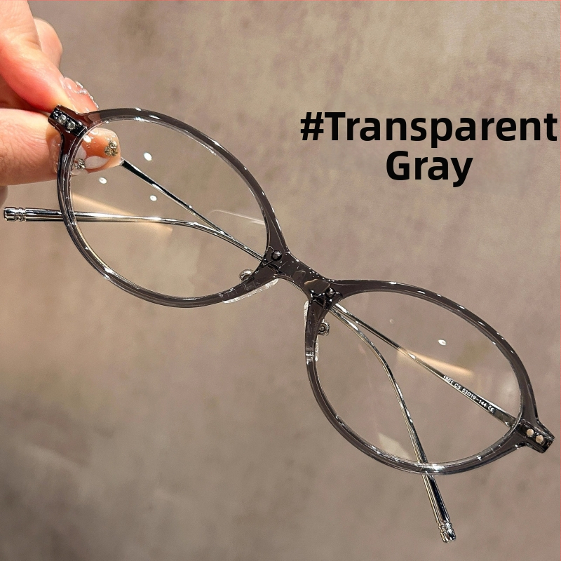 Nerd stiliaus ovalios formos akiniai, plastikinis rėmelis, dengtos lęšiai, modelis 1801, reguliuojamas rėmas