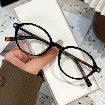 NERD stiliaus ovalūs akiniai vyrams ir moterims, modelis 52031, plastikiniai rėmeliai, padengtos lęšiai, lęšio storis 1.0, šviesos pralaidumas 99%