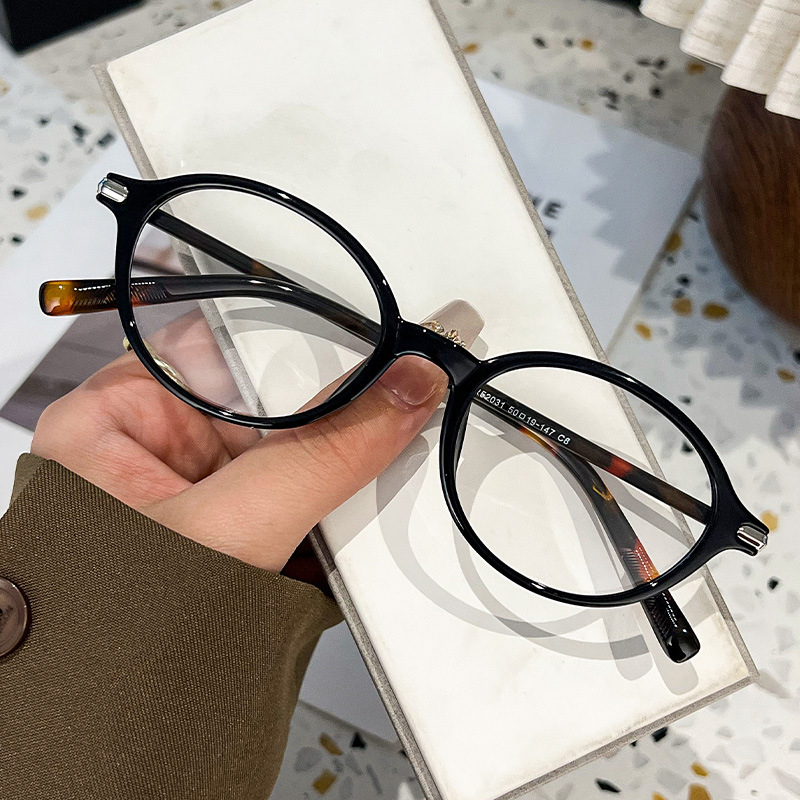 NERD stiliaus ovalūs akiniai vyrams ir moterims, modelis 52031, plastikiniai rėmeliai, padengtos lęšiai, lęšio storis 1.0, šviesos pralaidumas 99%