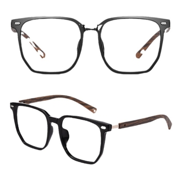 TR-90 rėmas su medžio tekstūros dizainu, receptiniai akiniai trumparegystei ir astigmatizmui, PC lęšiai su mėlynos šviesos filtru, modelis ZM-WM310008TR, GB/T14214-2019