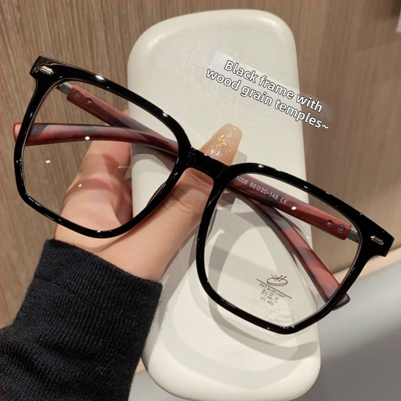 TR-90 rėmas su medžio tekstūros dizainu, receptiniai akiniai trumparegystei ir astigmatizmui, PC lęšiai su mėlynos šviesos filtru, modelis ZM-WM310008TR, GB/T14214-2019