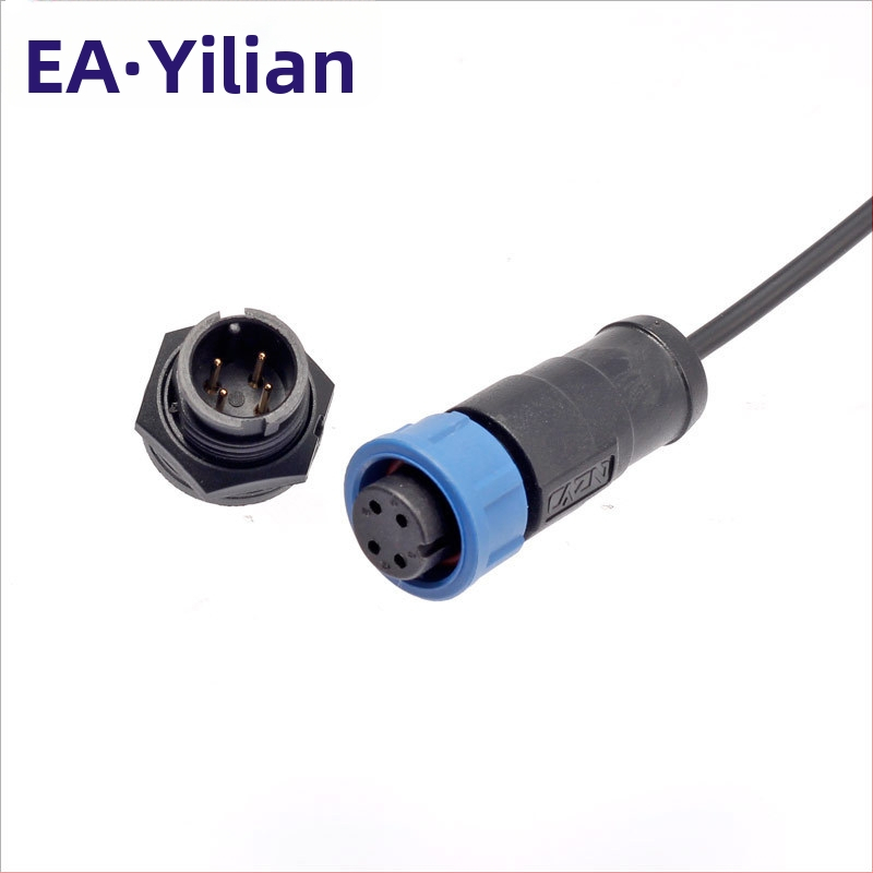 EAE E10 atspari vandeniui gatvės apšvietimo jungtis su auksu padengtais kontaktais, PA66 nailono izoliacija, 2–12 branduolių