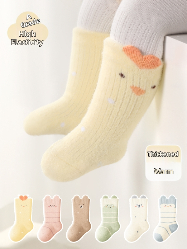 Detské ponožky, hrubé, s fleecovou podšívkou, stredne vysoké, zimné, unisex, žakár pletené, hlavný materiál nylon 80%