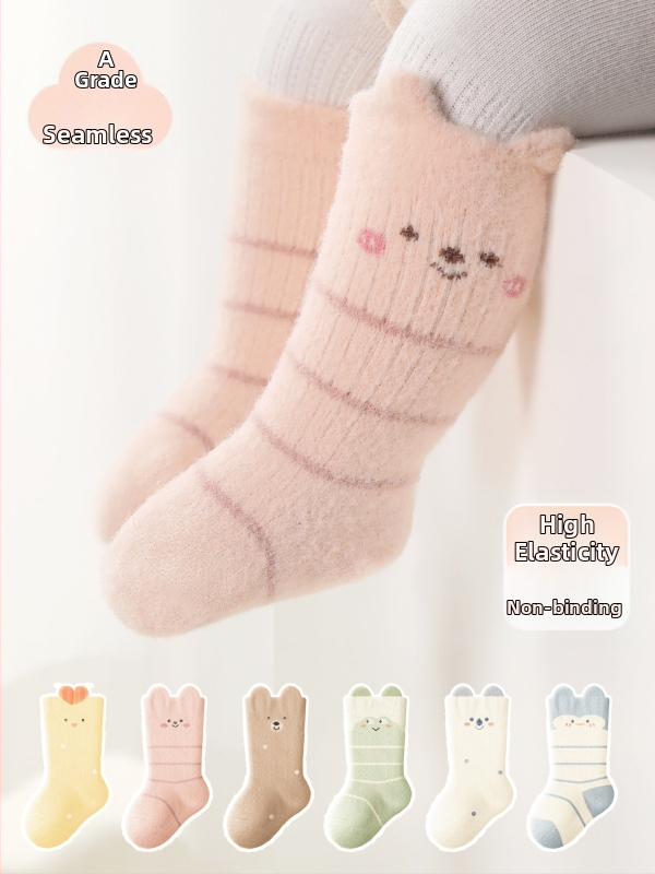 Detské ponožky, hrubé, s fleecovou podšívkou, stredne vysoké, zimné, unisex, žakár pletené, hlavný materiál nylon 80%