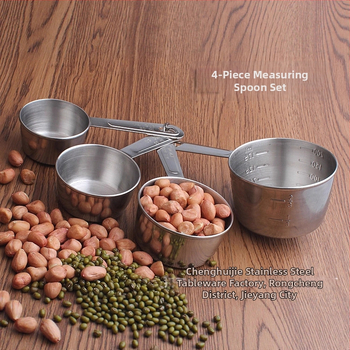 4 dalių nerūdijančio plieno matavimo šaukštelių ir puodelių rinkinys su skale kepimui
