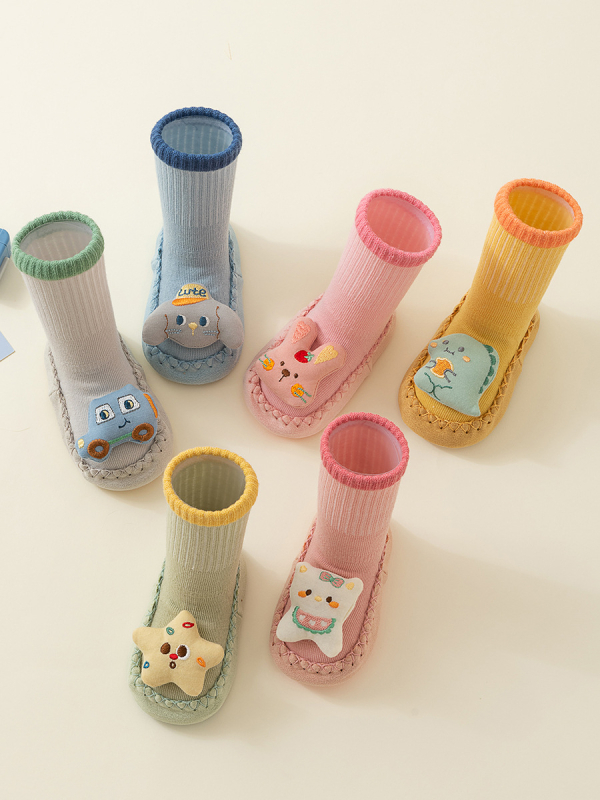 Șosete de podea pentru copii 0–2 ani, antiderapante, talpă moale, bumbac combed, jacquard
