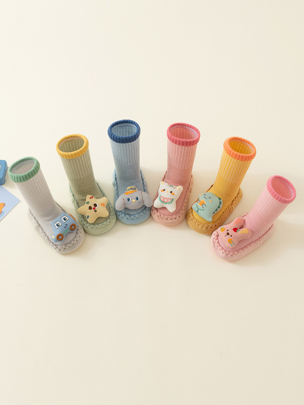 Șosete de podea pentru copii 0–2 ani, antiderapante, talpă moale, bumbac combed, jacquard