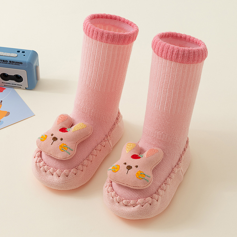 Șosete de podea pentru copii 0–2 ani, antiderapante, talpă moale, bumbac combed, jacquard