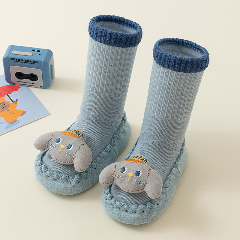 Șosete de podea pentru copii 0–2 ani, antiderapante, talpă moale, bumbac combed, jacquard