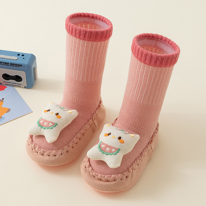 Șosete de podea pentru copii 0–2 ani, antiderapante, talpă moale, bumbac combed, jacquard