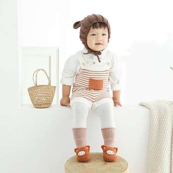 Beebide põrandajalanõud siseruumides, paksud terry, libisemisvastased, karikatuurimuster, talv