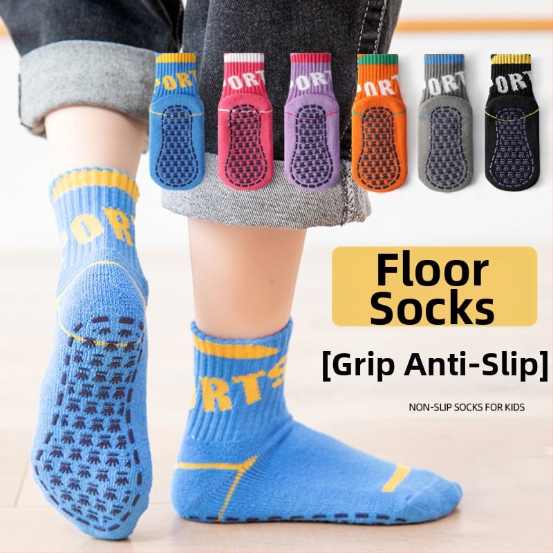 Laste põrandasokid fleece vooderdusega, puuvillane, paks, libisemisvastane, siseruumides talvel