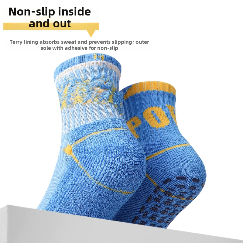 Laste põrandasokid fleece vooderdusega, puuvillane, paks, libisemisvastane, siseruumides talvel