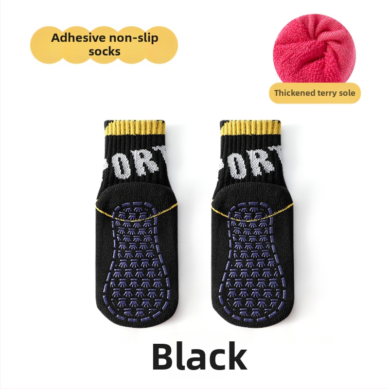 Laste põrandasokid fleece vooderdusega, puuvillane, paks, libisemisvastane, siseruumides talvel