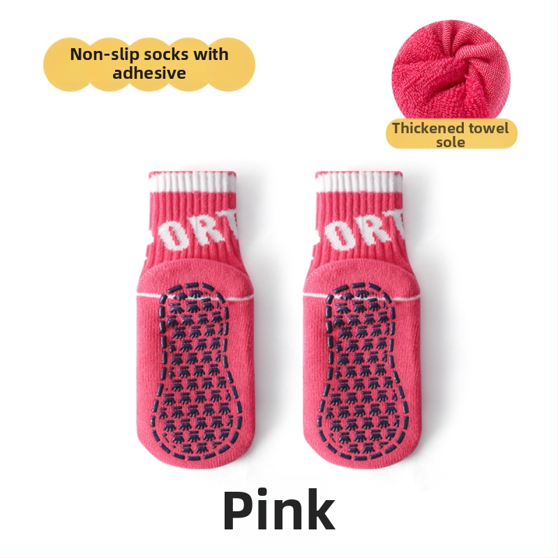 Laste põrandasokid fleece vooderdusega, puuvillane, paks, libisemisvastane, siseruumides talvel