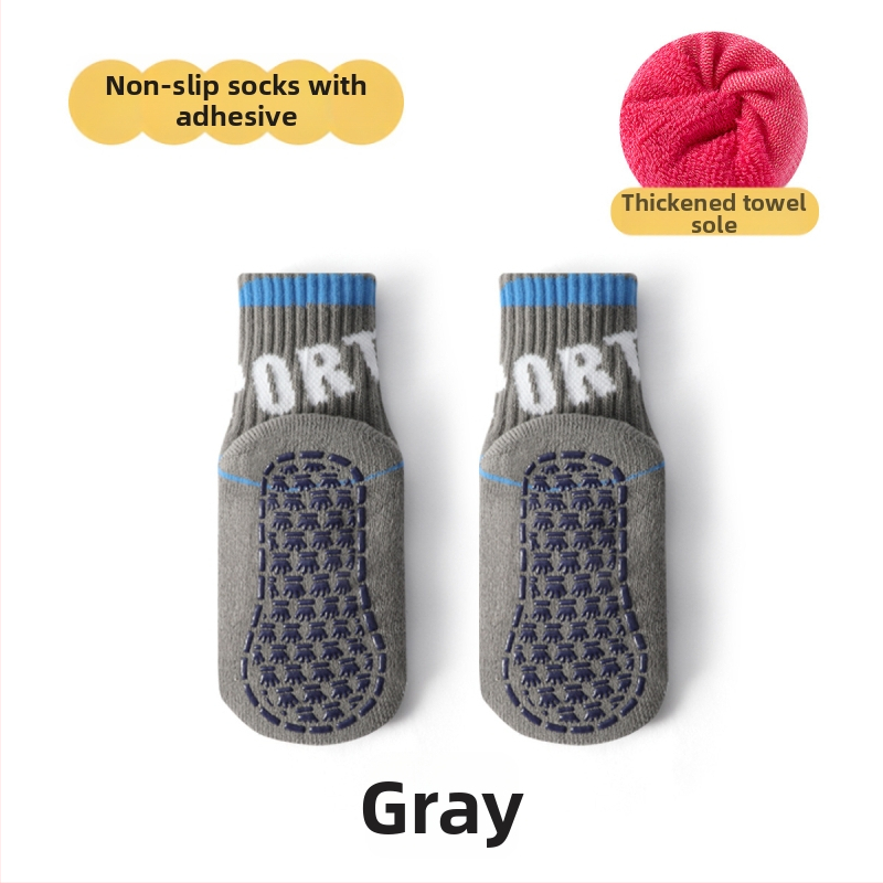 Laste põrandasokid fleece vooderdusega, puuvillane, paks, libisemisvastane, siseruumides talvel