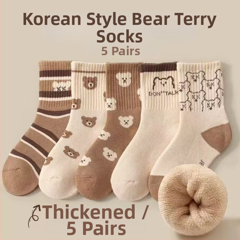 Laste paksud terry sokid polüesterist, keskmise pikkusega, karikatüübiga, talveks