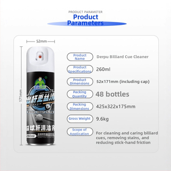 Biljardikepi puhastusvahend neutraalse koostisega, 10-sekundiline kiire toime, 260 ml pudel, 0,15 kg, 48 pudelit karbis