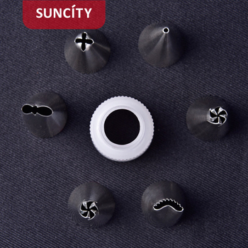 Nerūdijančio plieno dekoravimo antgalių rinkinys tortams ir sausainiams – antgaliai, dekoravimo maišeliai ir dekoravimo pistole