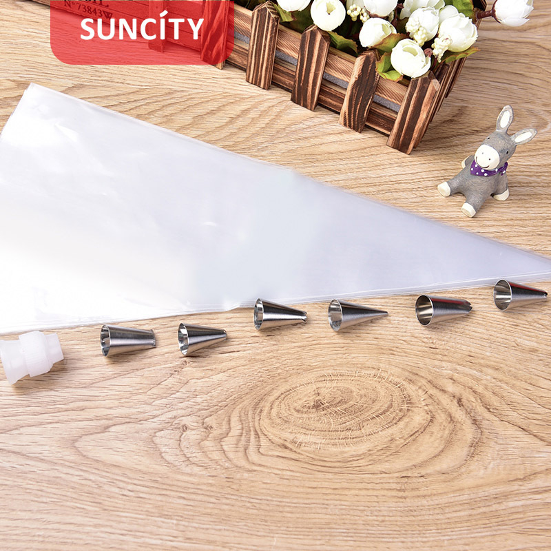 Nerūsējošā tērauda uzgalu komplekts kūkām un cepumiem – uzgalīši, dekorēšanas maisiņi un dekorēšanas pistole