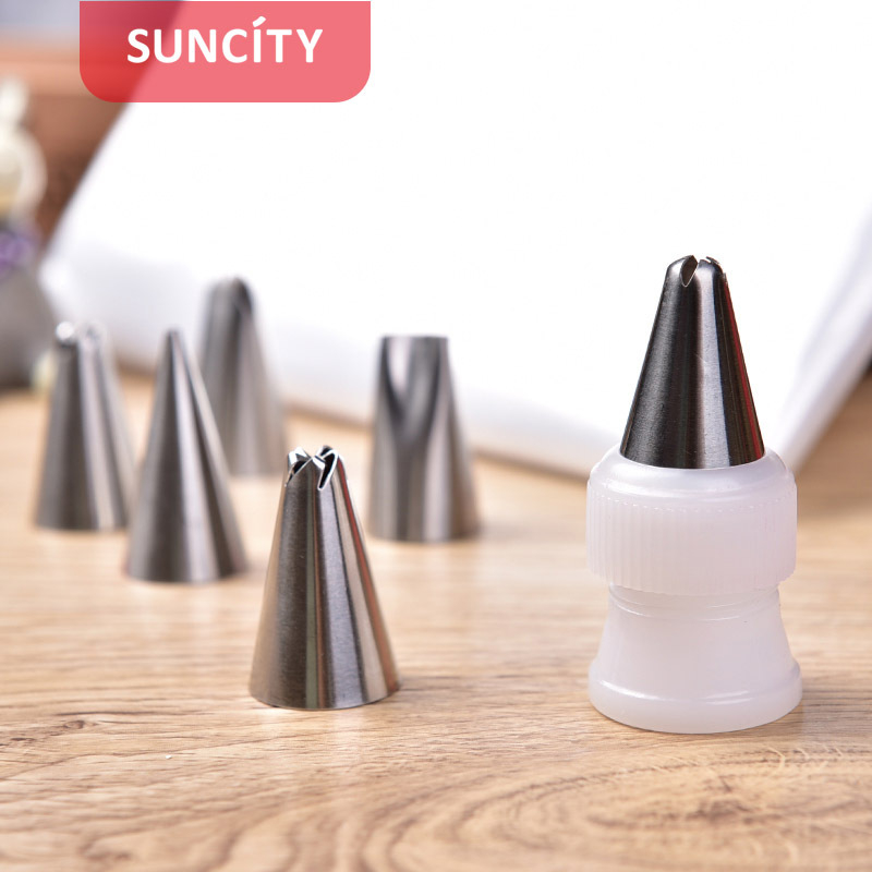 Nerūsējošā tērauda uzgalu komplekts kūkām un cepumiem – uzgalīši, dekorēšanas maisiņi un dekorēšanas pistole