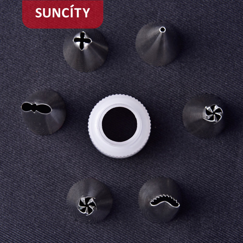 Nerūsējošā tērauda uzgalu komplekts kūkām un cepumiem – uzgalīši, dekorēšanas maisiņi un dekorēšanas pistole