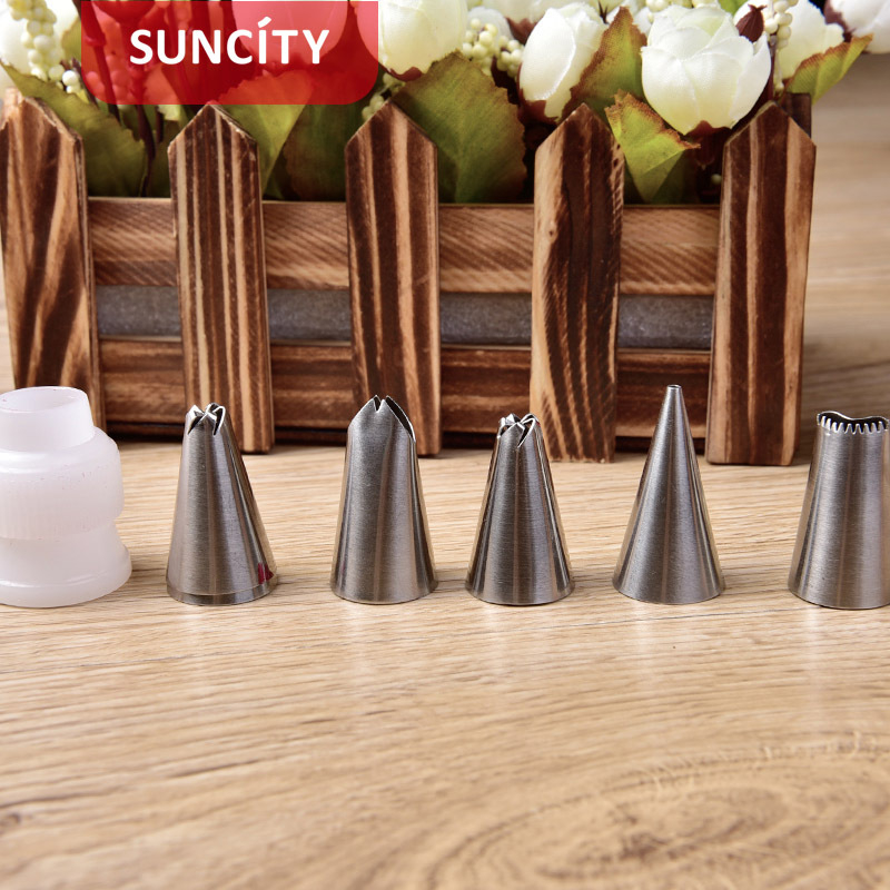 Nerūsējošā tērauda uzgalu komplekts kūkām un cepumiem – uzgalīši, dekorēšanas maisiņi un dekorēšanas pistole