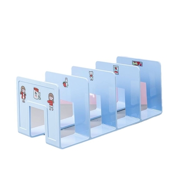 Plastikinis knygų laikiklis su daugiapakopine pertvara biure – modelis 388, grynoji masė 290 g, pakuotė 1 vnt