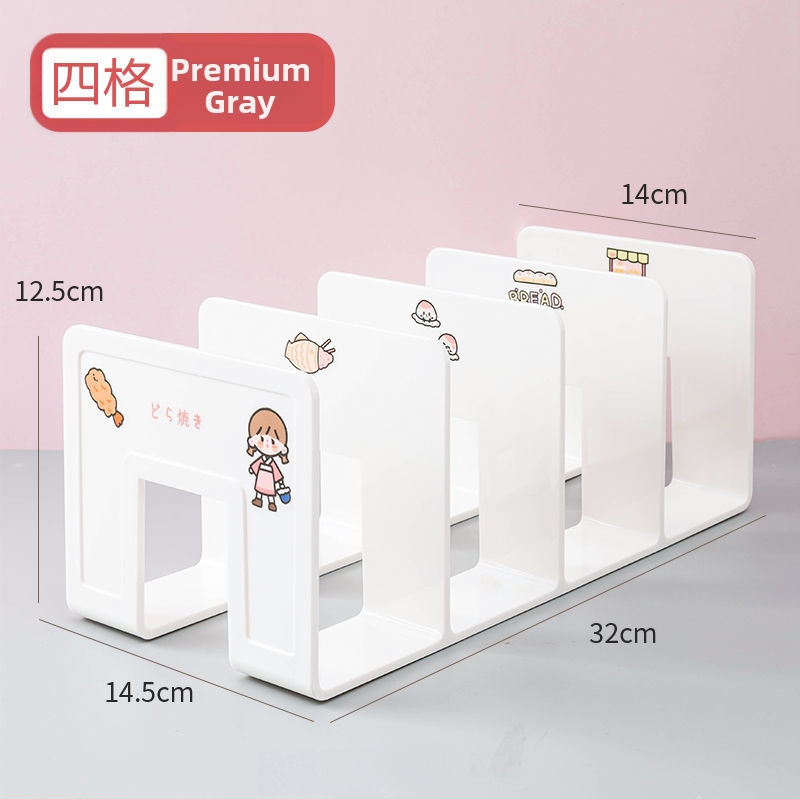 Plastikinis knygų laikiklis su daugiapakopine pertvara biure – modelis 388, grynoji masė 290 g, pakuotė 1 vnt