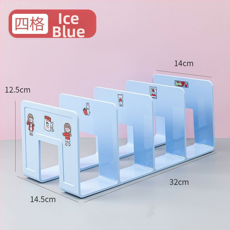 Plastikinis knygų laikiklis su daugiapakopine pertvara biure – modelis 388, grynoji masė 290 g, pakuotė 1 vnt