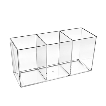 Rašiklio laikiklis iš skaidraus PS plastiko, kvadratinis biuro organizatorius, daugiafunkcinė saugojimo dėžė