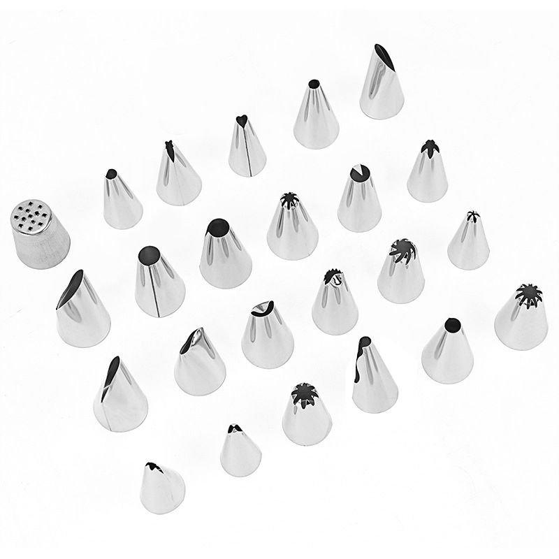 304 nerūsējošā tērauda 24 uzgalu komplekts dekorēšanai ar dekorēšanas maisiņu un plastmasas kārbi