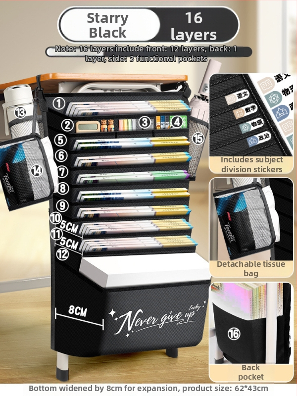 Viseľná taška na knihy pri stole, veľká kapacitná odkladacia taška, Značka Bushang, Model Kz00213bm, Materiál látka, Čistá hmotnosť 1