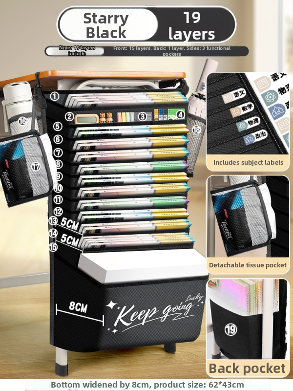 Viseľná taška na knihy pri stole, veľká kapacitná odkladacia taška, Značka Bushang, Model Kz00213bm, Materiál látka, Čistá hmotnosť 1