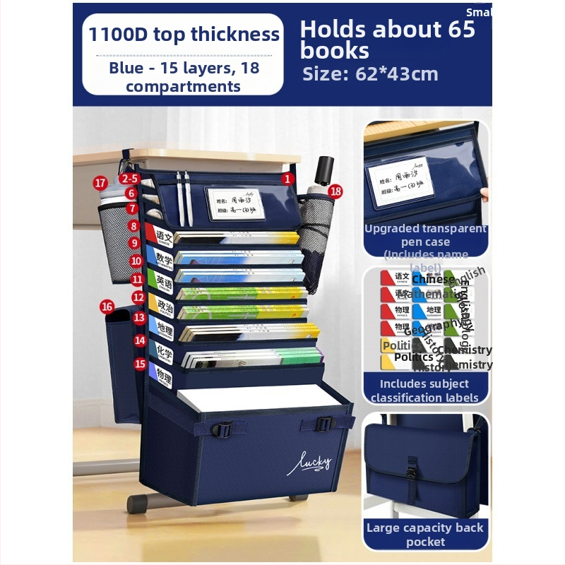 Chalk time Kancelarijska torba za knjige sa strane, viseća uz rub stola, Oxford tkanina, 750 g, model Fbsg-gsd-06459410, Bočno skladištenje na stolu