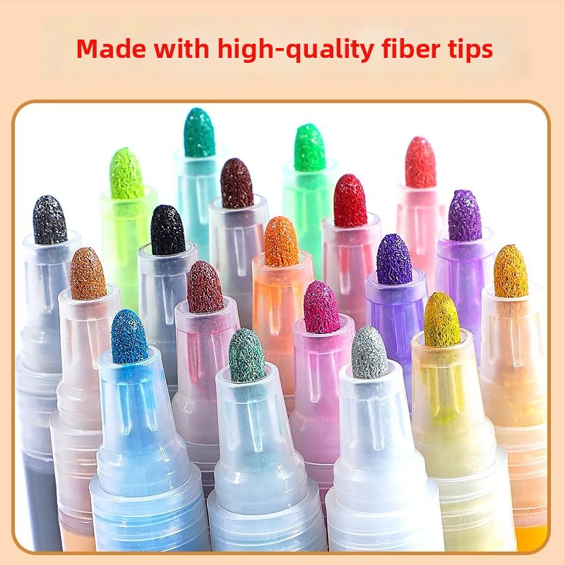 Akrilinis blizgučių markeris – Happy Journey, suderinamas su akvarelėmis, fluorescencinis ir perlų paviršius