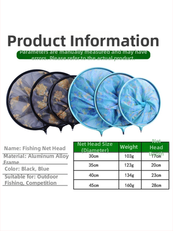 Suurtele kaladele mõeldud püügivõrgupea, anti-snar, nanovõrk, alumiiniumist raam, alumiinium-magnésiumi sulam