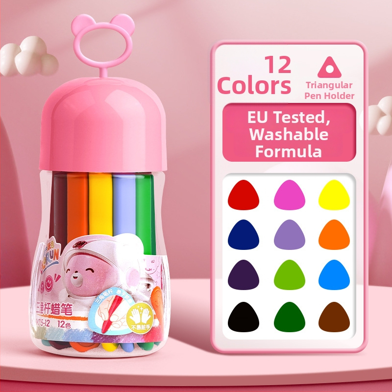 Deli HM715 Plastové voskové ceruzky – guľatý hrot, plastové telo, séria Mengyi Aerospace, pre detské umenie